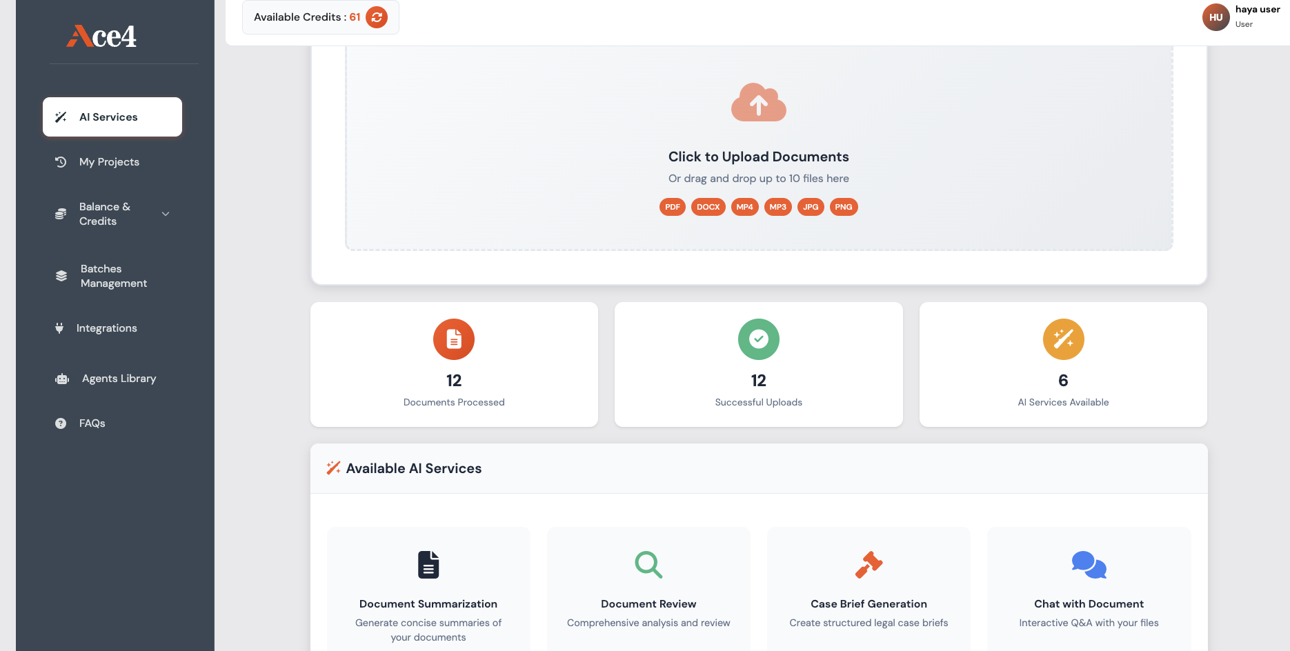 Legal AI Dashboard